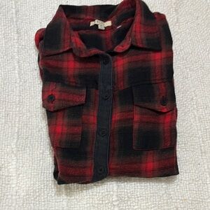 Lucky Brand Red and Black Checkered Shirt